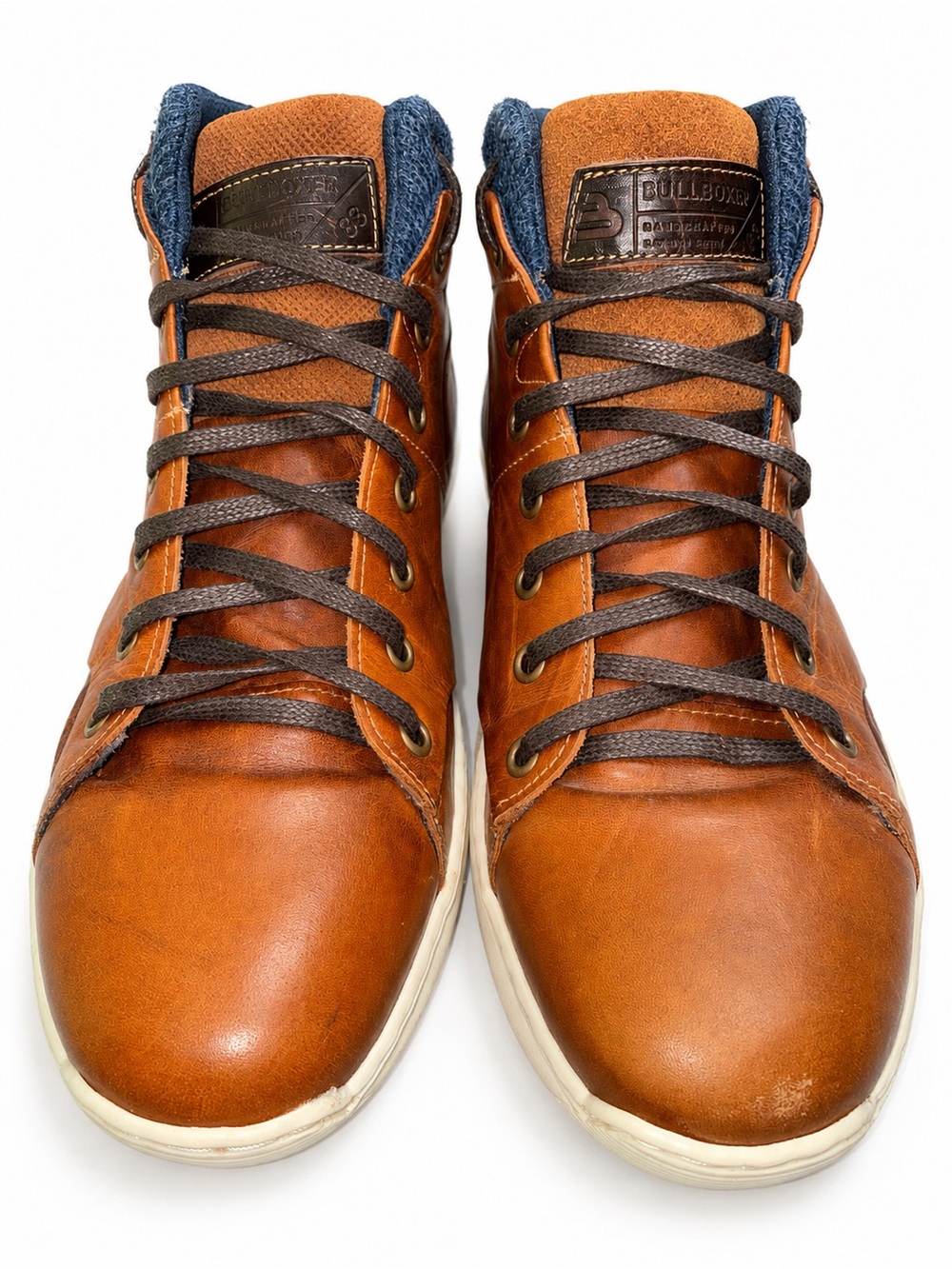 Bullboxer Handcrafted Brown Leather High Top Sneakers Boots Men’s Size 11 M - Picture 3 of 9